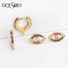 Модные Радужный цирконий серьги-гвоздики для женщин готические позолоченные серьги сглаза Aretes De Moda Huggie ювелирные изделия ers-q18