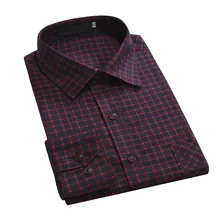 Мужская рубашка Повседневная нормальная клетчатая деловая Классическая рубашка с длинными рукавами и пуговицами Топ Блузка бизнес Camisa