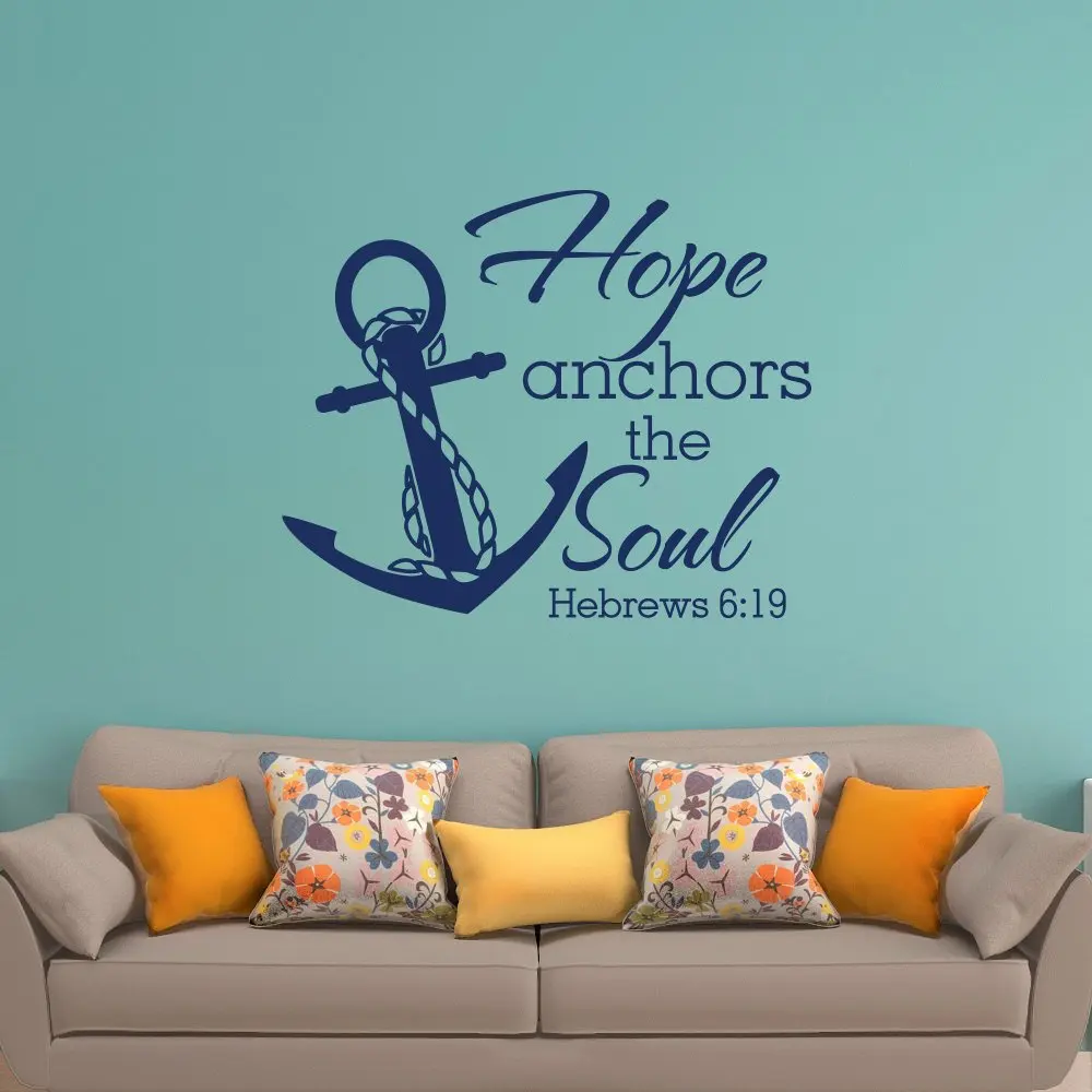 

Hope Anchors The Soul Wall Sticker Scripture Quote Home Decoration Anchor Quote Murals Decals Beauty Fashion Ornament W214