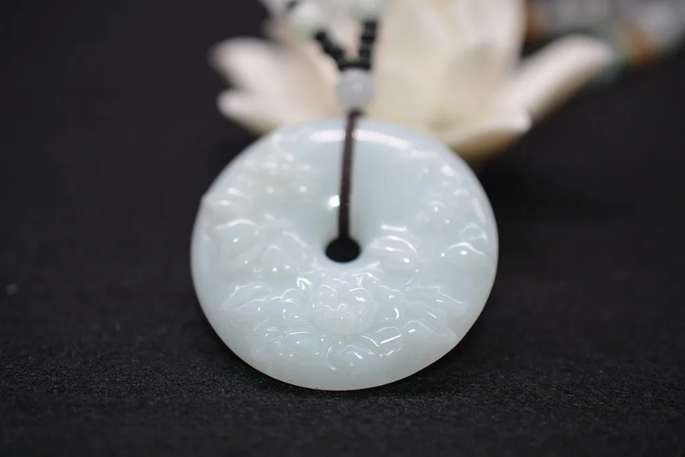 

BURMA Jade Necklace Pendant Flower Jade Pendant Fine Jewelry With Chain