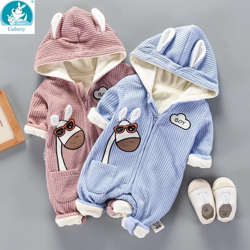 

2019 new Cute autumn winter Newborn Baby Girl clothes Boys Clothing Hooded Long Sleeve Cotton Warm Outfits Girls Bodysuits