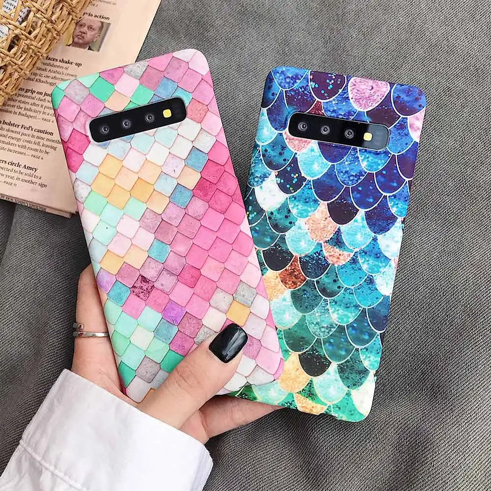 

KISSCASE Fish Scale Luminous Case For Samsung S10 Plus S10E Phone Case For Samsung Galaxy A30 A50 A70 A90 Colorful Cover Cases