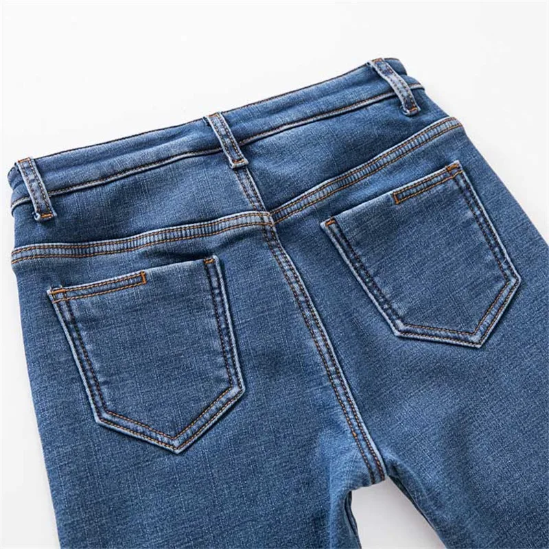 JUJULAND New Slim Stretch High Waist Skinny Jeans Female Scratch Worn Feet Vintage Black Blue Pencil Pants Women Jeans 8138 JUJULAND New Slim Stretch High Waist Skinny Jeans Female Scratch Worn Feet Vintage Black Blue Pencil Pants Women Jeans 8138