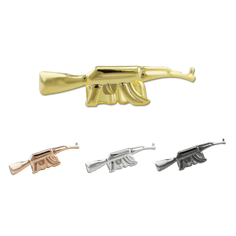 

Hip Hop Gold Teeth Grillz Gun Shape Double Grills Dental Women Men Top Tooth Caps Clip Party Rapper Jewelry XHYT1043