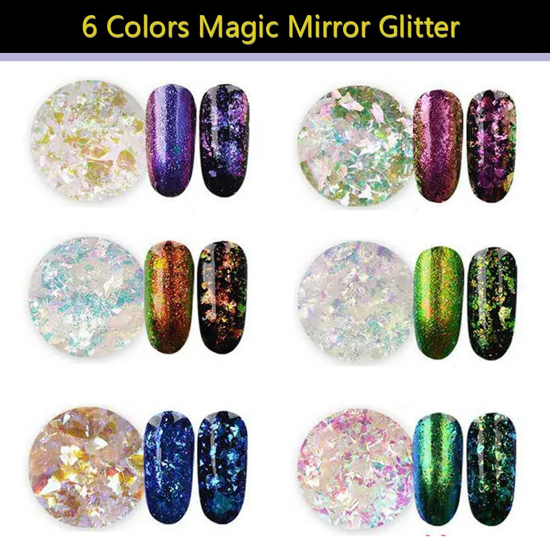 

1 box lucency Chameleon Magic Mirror Effect Flakes Multi Chrome Nail Powder Glitter Sequins Nail Art Gel Nail Polish Manicure