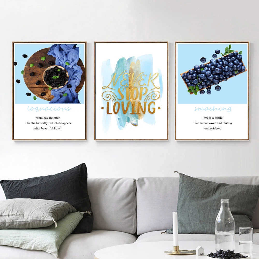 

AAHH Posters and Prints Print on Canvas Art Painting Picture for Living Room Home Decor Fruit Blue Seascape and Alley No Framed