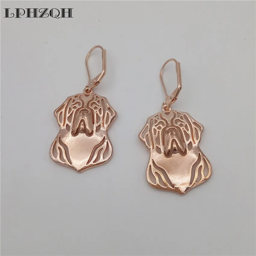 

LPHZQH Fashion hollow hippie cute dog Saint Bernard Earings For Women girl lovers jewelry charm Christmas birthday unique gift