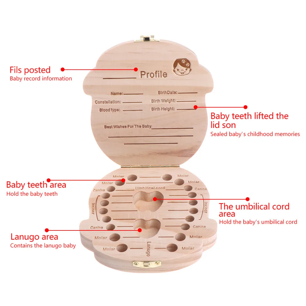 Новая коробка для хранения зубов, деревянная коробка для хранения молочных зубов для детей, подарок для мальчиков и девочек