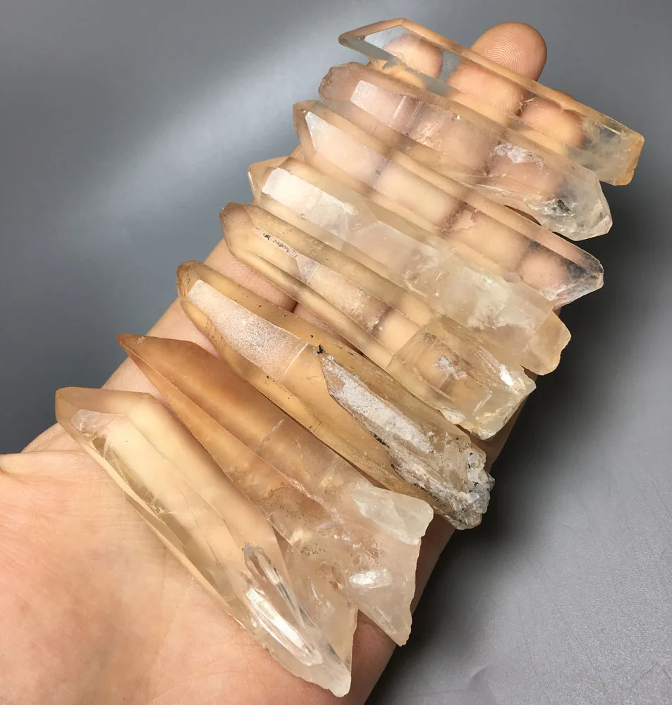 

127g 8pcs Unique Natural skeletal Elestial QUARTZ Crystal Mineral Specimen labradorite