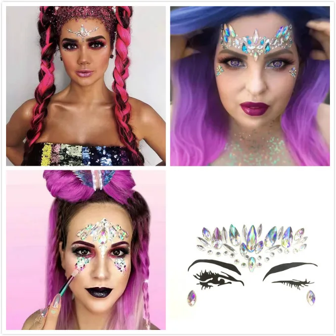

New DIY Face Jewelry Body Drill Acrylic Drill Make-up Eyes Paste Nightclub Music Performance Dance Bling Party Temporary Tattoos