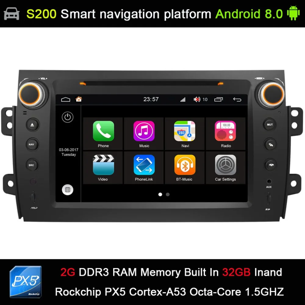 

Android 8.0 system PX5 Octa 8-Core CPU 2G Ram 32GB Rom Car DVD Player GPS for Suzuki SX4 SX-4 2006-2013 Car Raido Player