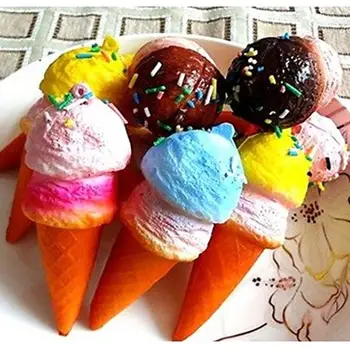 

Random Color Charms 10cm Cute Soft Jumbo Ice Cream Cone Straps Bread Pendant For Bags Accessories 1PCS