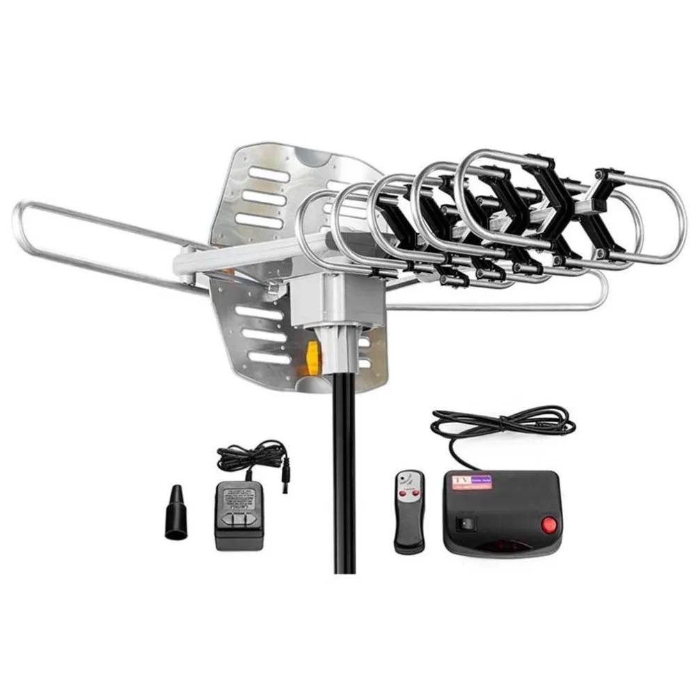 

150 Miles Outdoor TV Aerial Motorized Amplified Device High Gain 36dB UHF VHF HDTV Aerial Universal TV Accessories jul 6