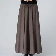 S-4XL, хит, весенние женские новые хлопковые и льняные юбки, модная юбка трапециевидной формы с высокой талией