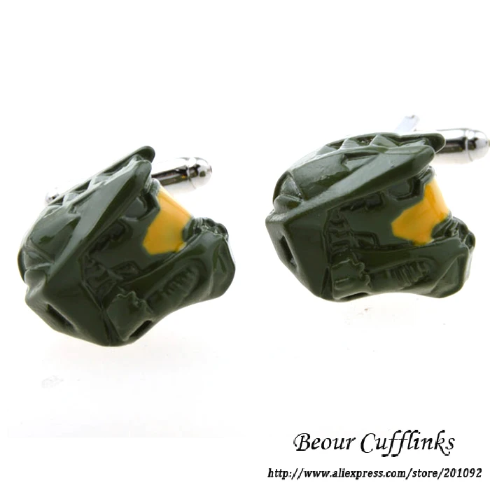 Высокое качество Украшения для мужчин свадебные запонки зеленый механические шлем моделирование запонки ag2944, бесплатная доставка