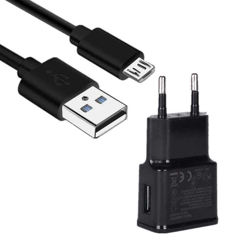 Универсальное USB зарядное устройство для телефона samsung A2 J2 J4 Core Xiaomi huawei Meizu htc EU Plug дорожный настенный адаптер быстрое зарядное устройство для мобильного телефона s - Тип штекера: Charger and Cable