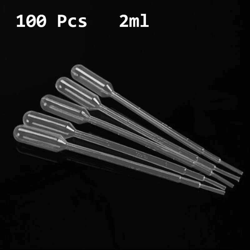 

100 Pcs/lot 2ml Disposable Plastic Eye Dropper Set Transfer Graduated Pipettes Polyethylene for Experiment Medical
