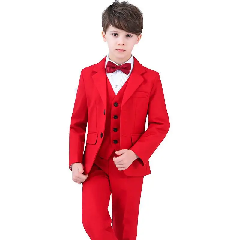 

2019 Kids Boy Suit For Wedding Party Children Boys 4/5Pcs Sets Blazer+Pant+Shirt+Bow+Vest Baby Boy Suits Formal Clothing Set Y67