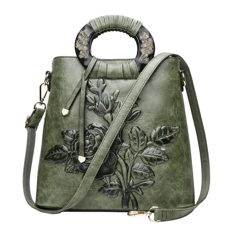 Vintage Women Printing Handbag Travel Female PU Leather Shoulder Bags Ladies Casual Handle Bag Large Flower Crossbody SS7014 (1)