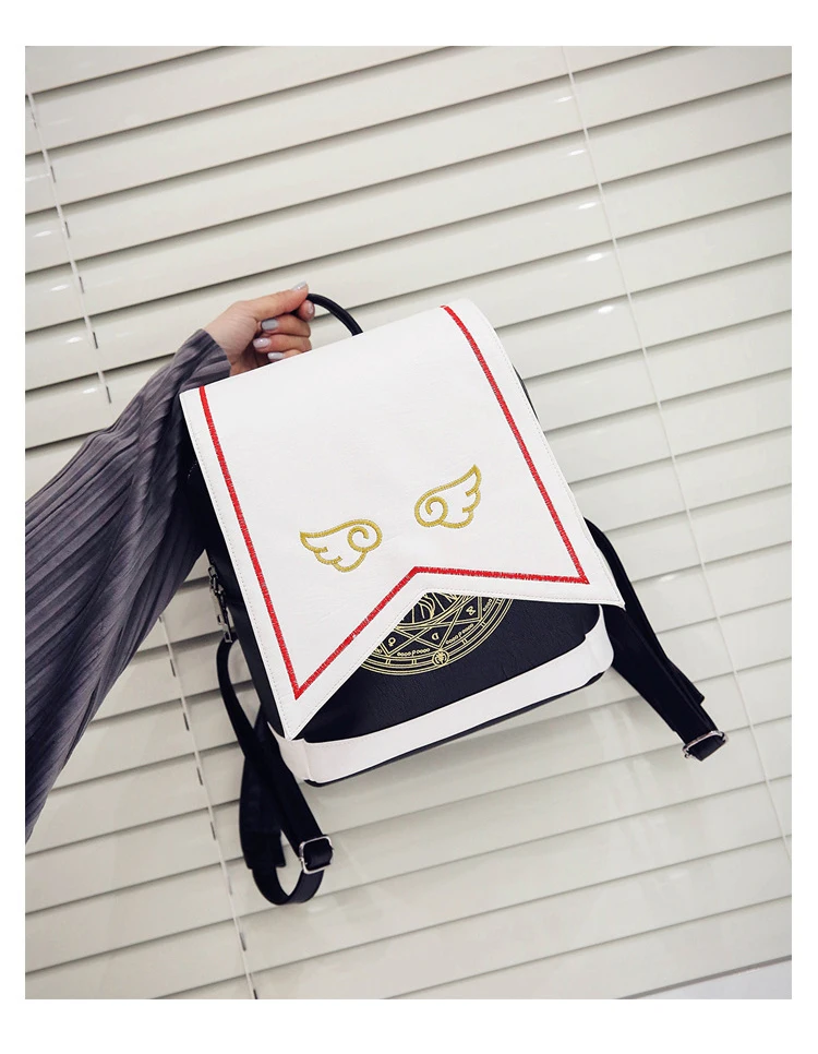 Anime Card Captor Sakura Girls Backpack CARDCAPTOR SAKURA Shoulder Bag Kawaii Cosplay Lolita Magic Bags with Embroidery Wings