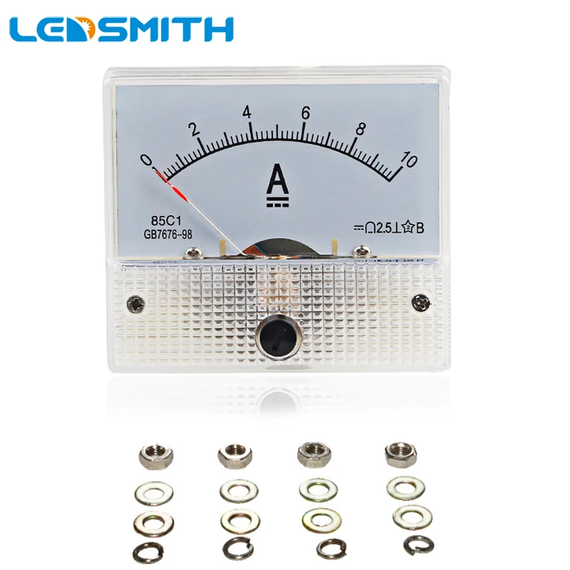 LEDSMITH DC 0 10A прочный Аналоговый амперметр измеритель тока с панелью тестер для