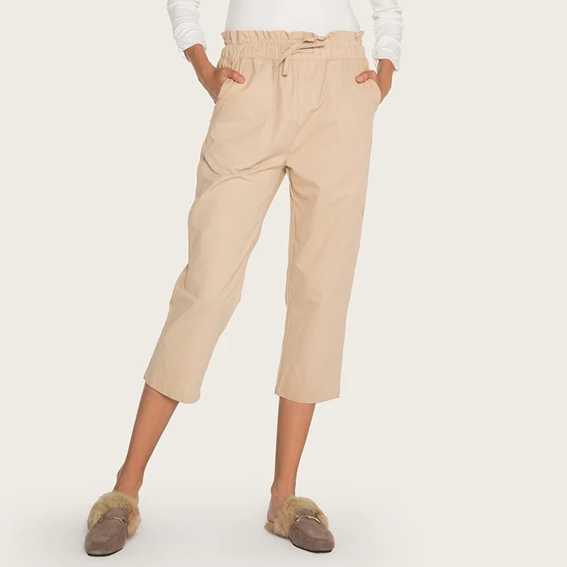 AcFirst Summer Women Fashion Khaki Black Long Loose Pants Harem Pants High Waist Calf Length Female Pants Casual Cotton AcFirst Summer Women Fashion Khaki Black Long Loose Pants Harem Pants High Waist Calf Length Female Pants Casual Cotton
