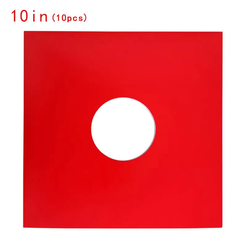 10 шт Анти-статический жесткий корпус Бумага рукава с полылинед протекторы с отверстием для 7/10/12 дюймов LP виниловых альбом Accesso - Цвет: Red 10in