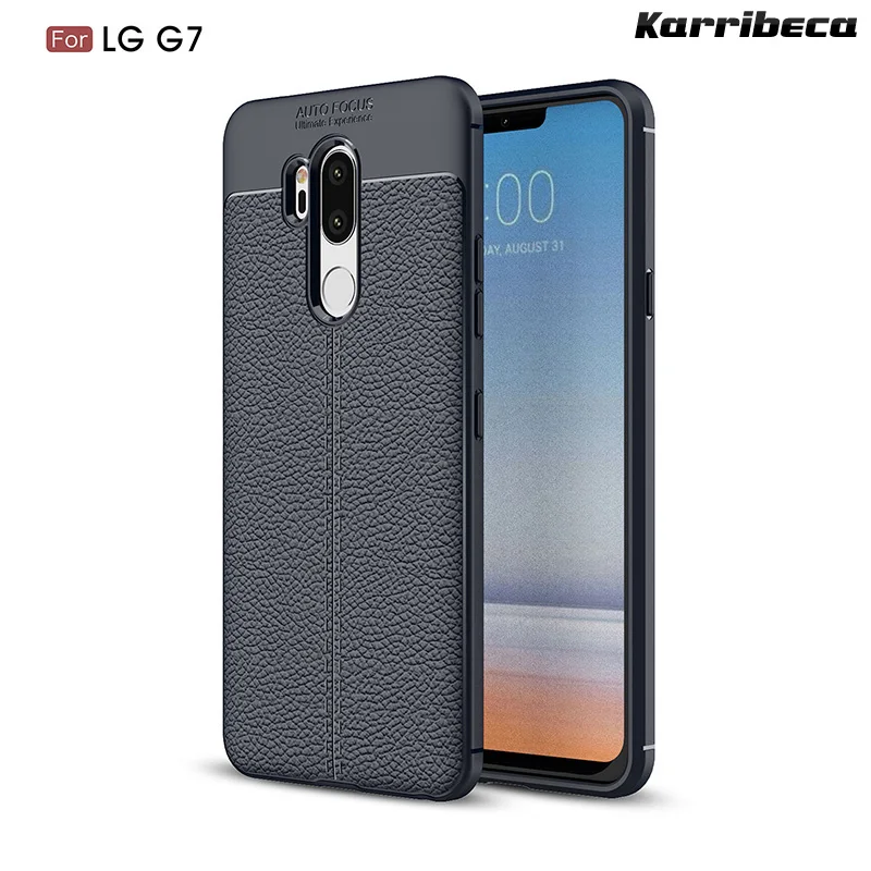 

Litchi silicone case carcasa G710EM funda hoesje lychee leather tpu cover for LG G7 thinq coque etui kryt tok husa kilifi