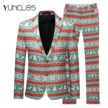 

YUNCLOS Winter Newest Christmas Party Wears Men's Slim Fit Suits Fashion Party Suits 2 Pieces Prom Suits For Men