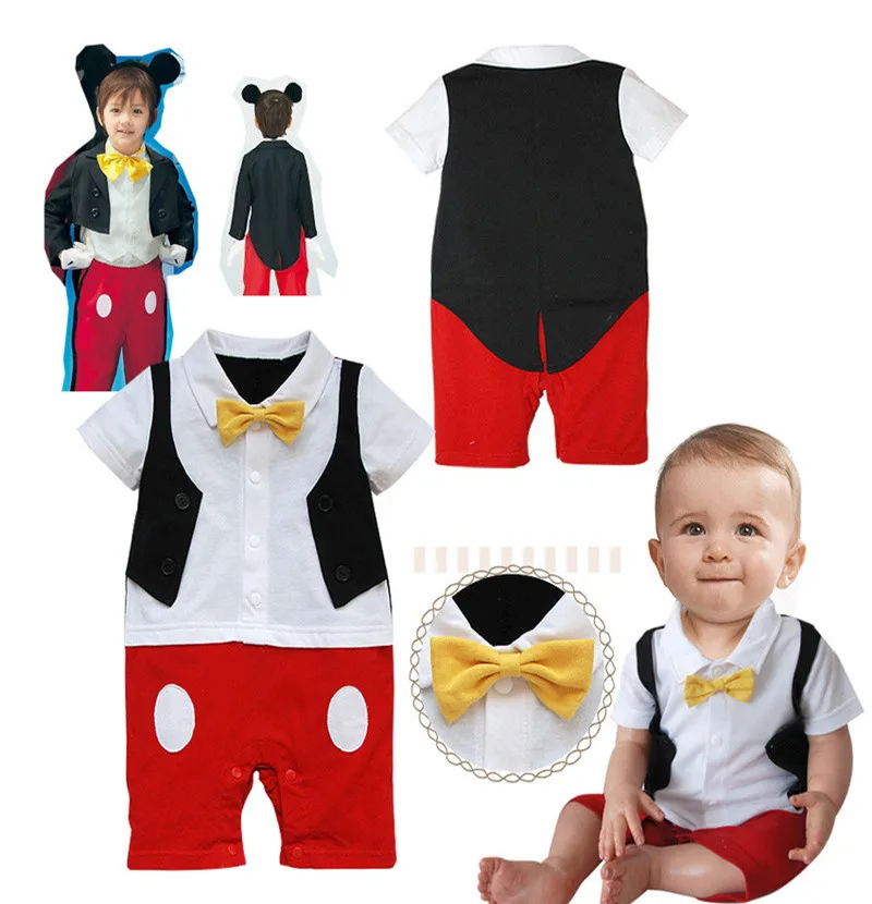 Детский комбинезон для малышей Одежда для детей Одежда для маленьких мальчиков и девочек стильный галстук-бабочка с Минни одежда для девочек 3 компл./лот