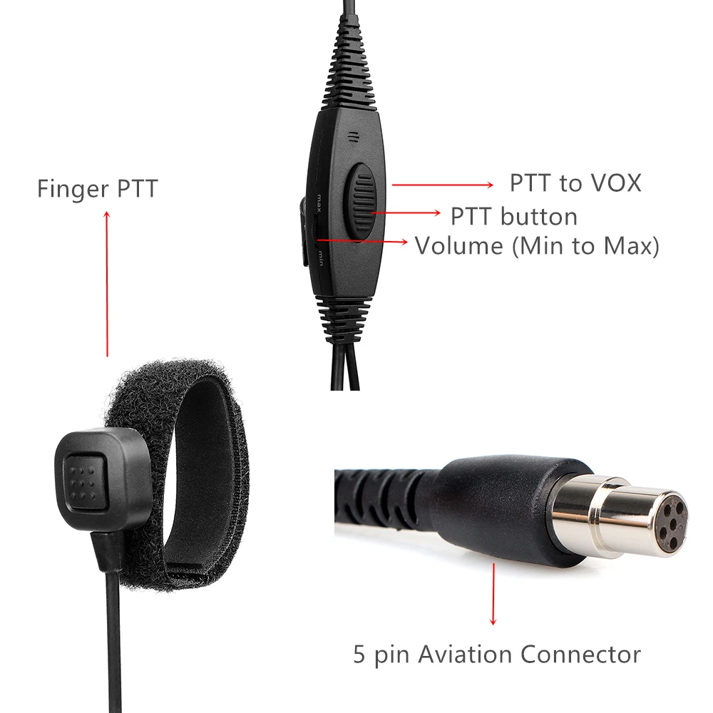 Авиационная гарнитура шумоподавление наушники Walkie Talkie VOX/микрофон PTT для Kenwood Baofeng UV-5R UV-82 Retevis двухстороннее радио