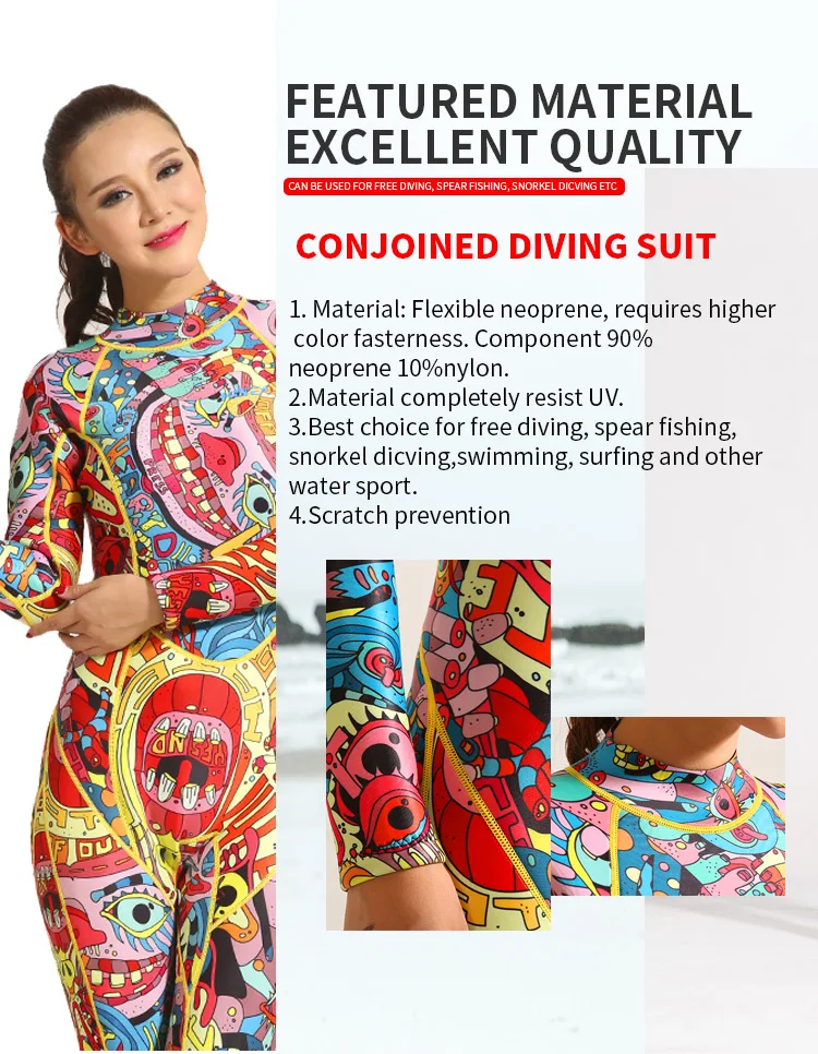 3mm Women Swimming Suit Full Dive Suit Neoprene Wetsuit Color Snorkeling Water Sport Clothes Camouflage2