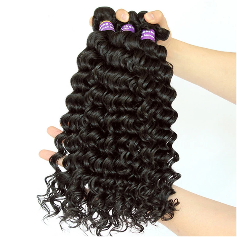

Deep Wave Brazilian Virgin Hair Weave Bundles 100% Human Hair Bundle Extension Loose 3 pcs Raw Ever Beauty Curly Products