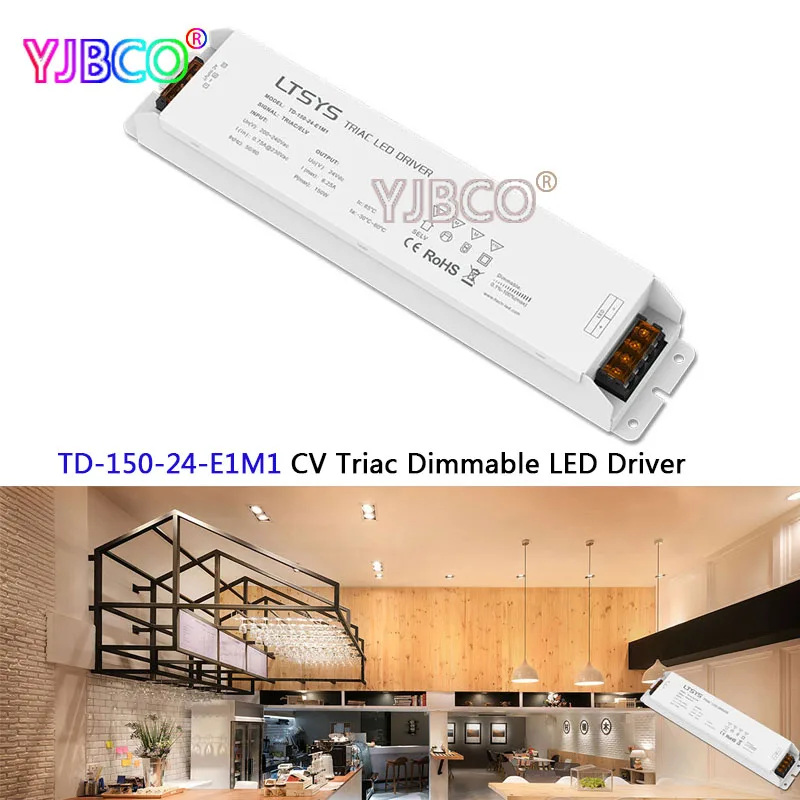 

LTECH New intelligent led Driver TD-150-24-E1M1;150W 24VDC 6.25A constant voltage Triac Dimmable LED Driver