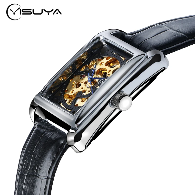 YISUYA 2017 Rectangle Watch Men font b Women b font font b Mechanical b font Hand