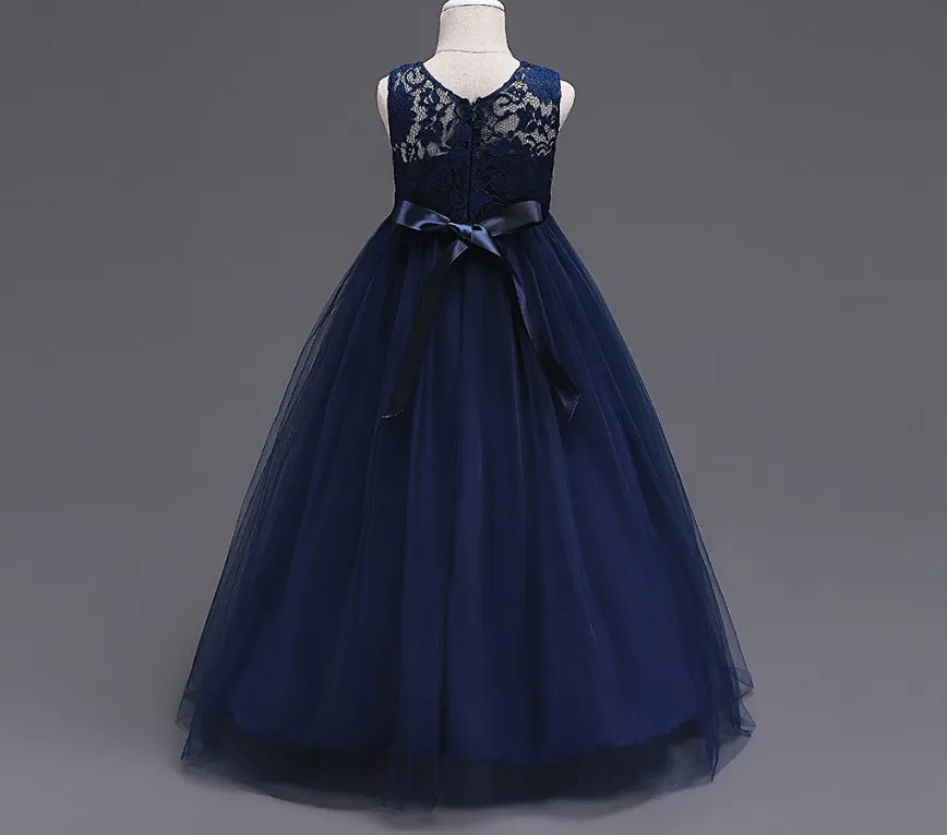 Специальное предложение красиво украшено бантом длинное платье с цветочным узором для девочек/Детское платье для маленьких принцесс, платье для сцены 104