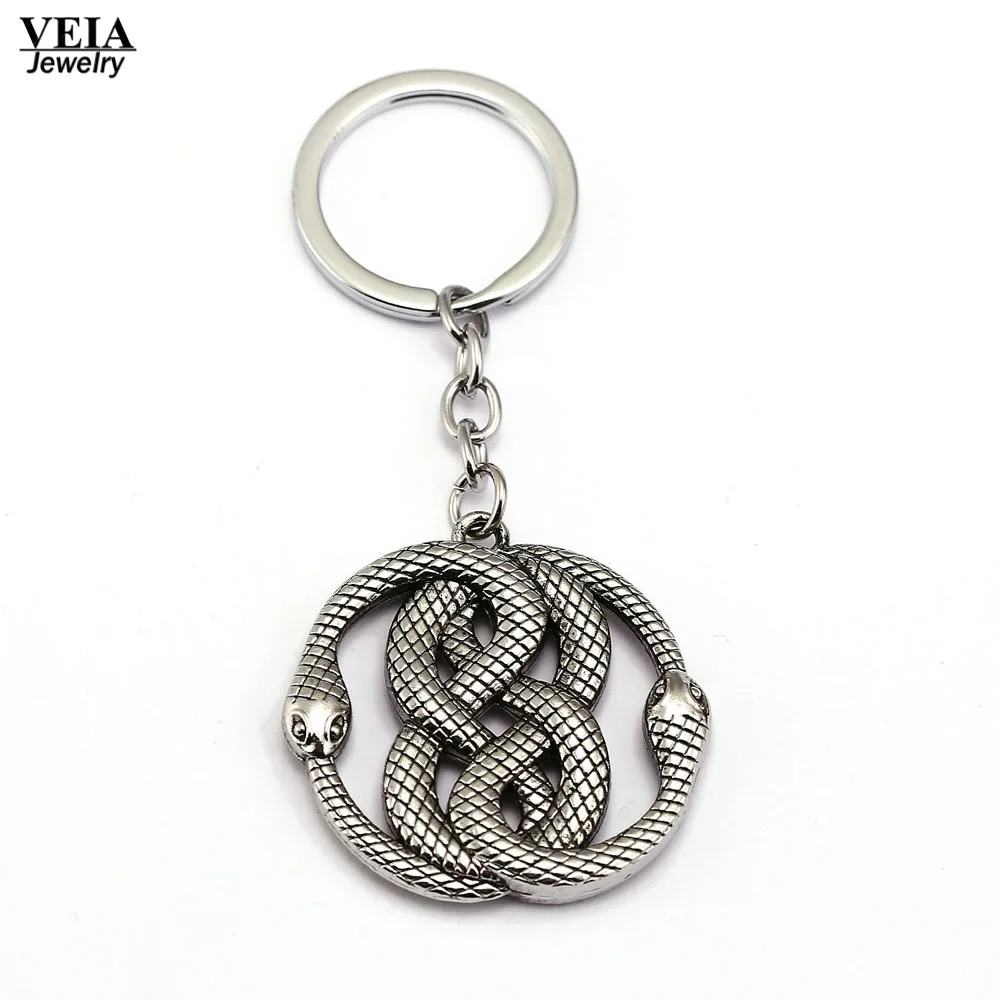 

2017 New High Quality Zinc Alloy Double Snake Keychain for Women Bag Pendant Purse Key Chains Car Keyring Key Holder llaveros