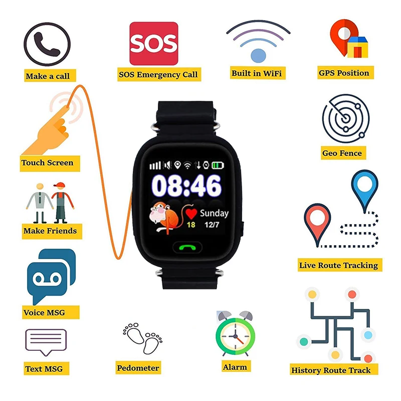 Q90 smart watch Дети gps wifi детские часы sos средства отслеживания вызовов дети телефон
