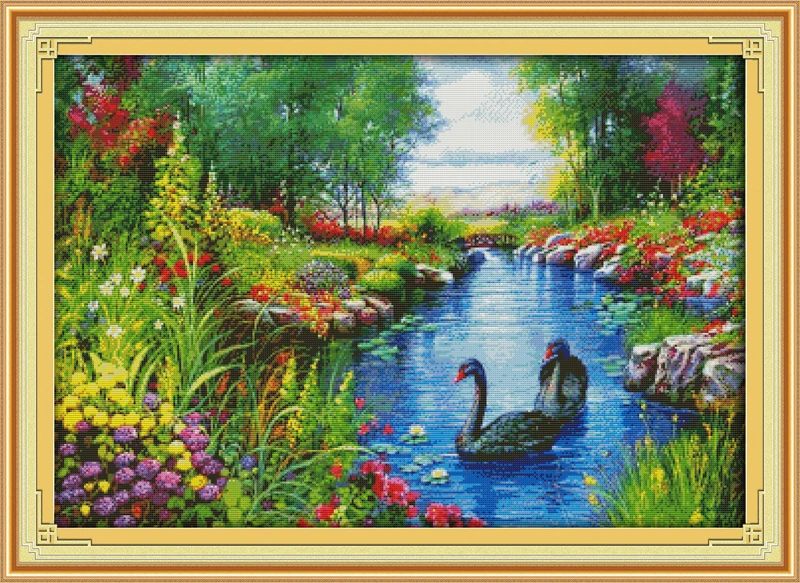 

The peaceful landscape counted printed on fabric DMC 14CT 11CT Cross Stitch kitsembroidery needlework Sets Home Decor