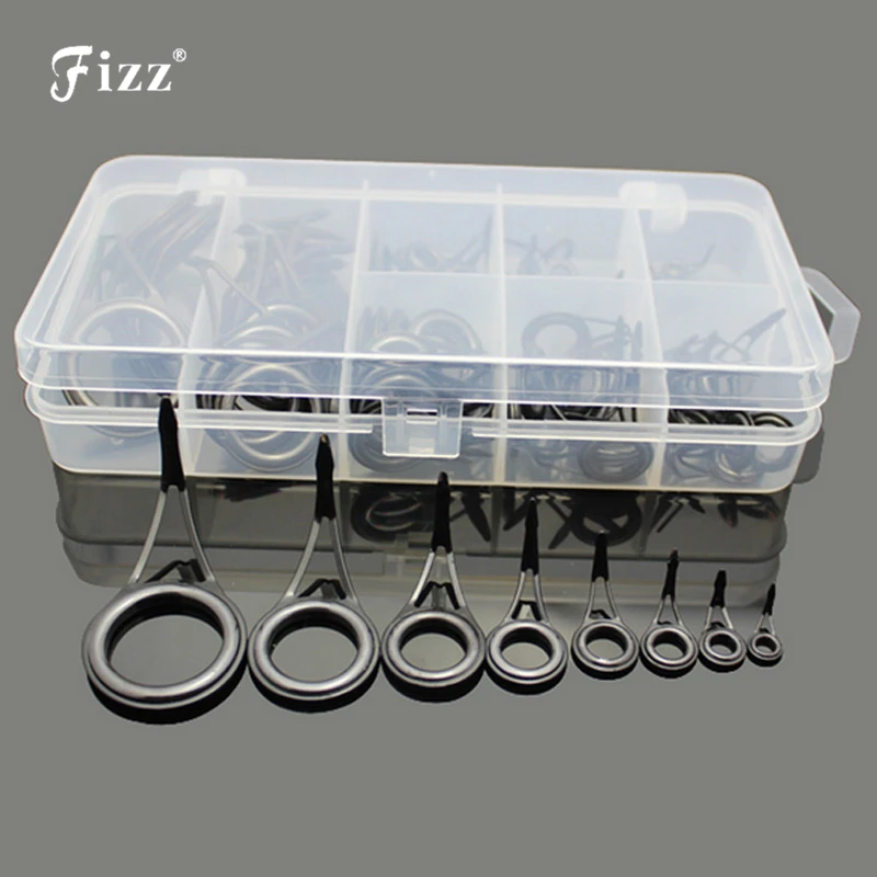 

75pcs/set Telescopic Fishing Rod Guides Set Stainless Steel Leg Porcelain Rim Fishing Rod Guide Tip Ring Eye Rods DIY Repair Kit