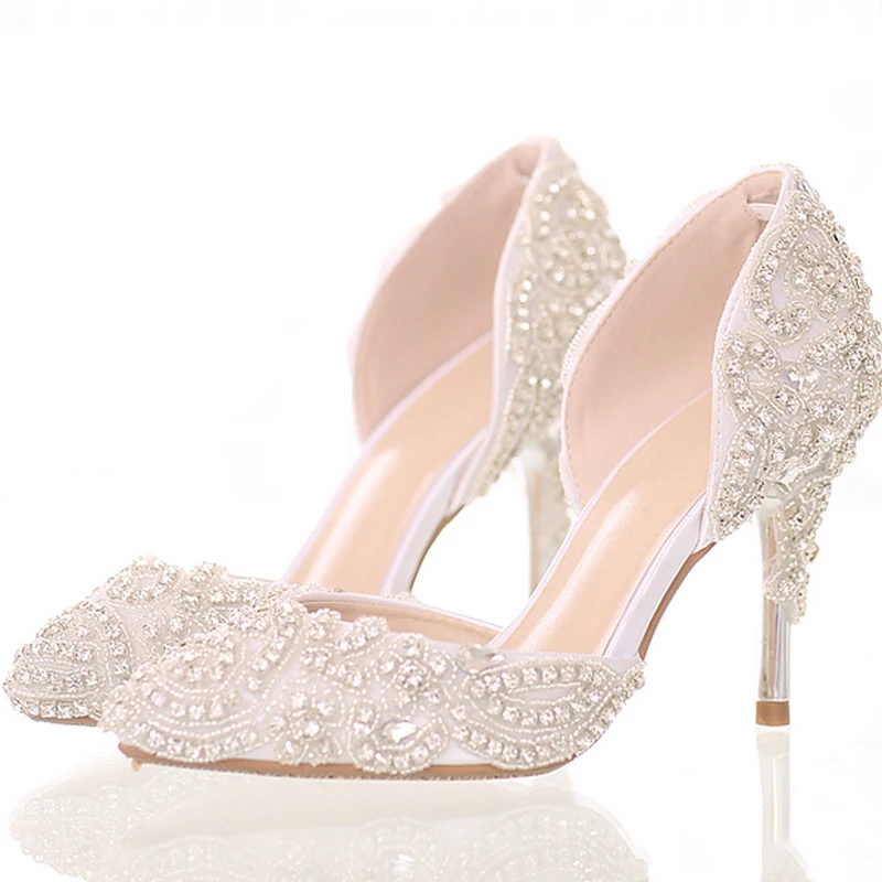 Heels Hauts Pointu Robe Blanc Cristal De Talons Magnifique Performance White Mince 9cm Chaussures À Mariée Talon Rhienstone Mariage Bout Pompes Parti SwXfwq0Rn