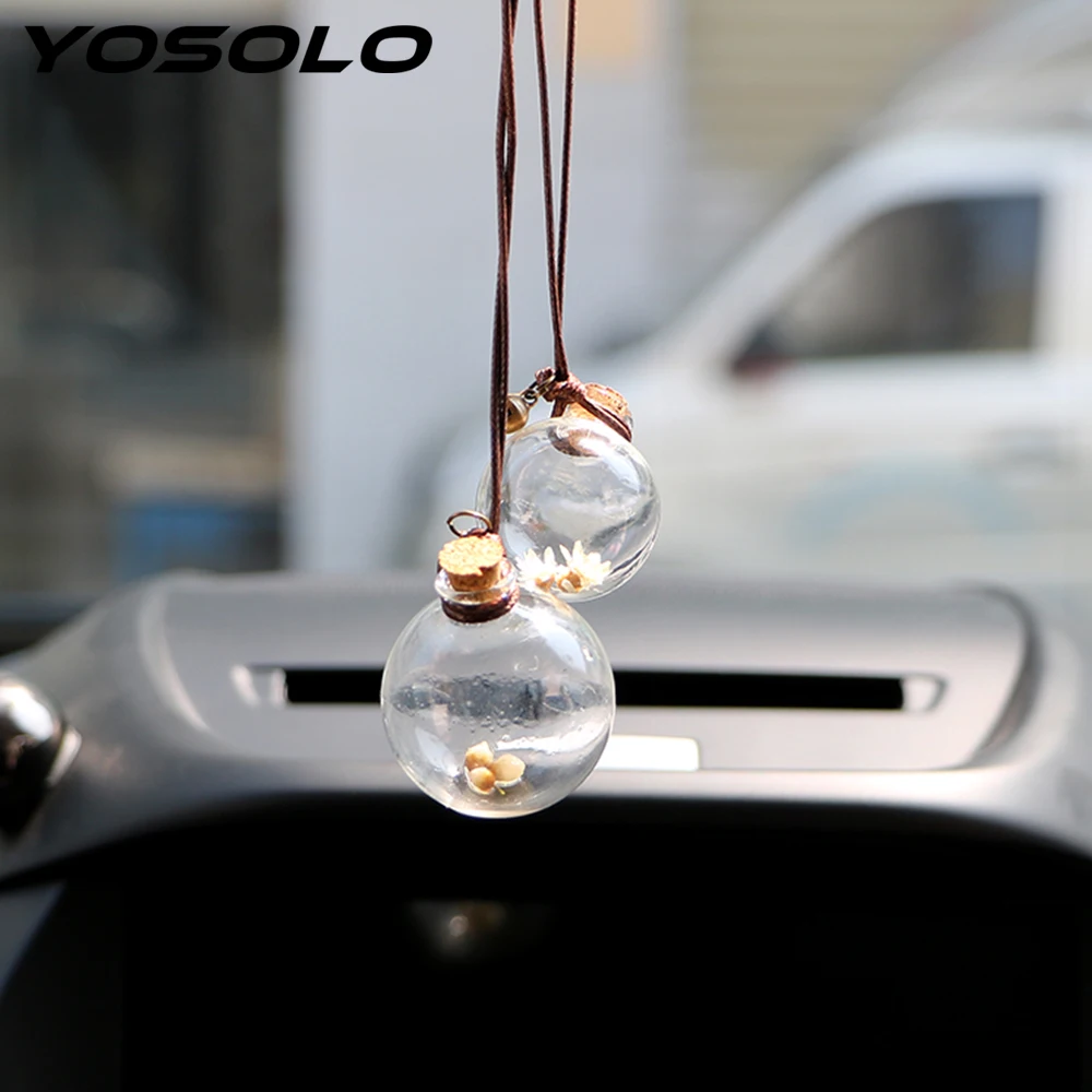 

YOSOLO Air Freshener Empty Hanging Bottle for Essential Oils Glass Car Perfume Bottle Perfume Pendant Car-styling Auto Ornament