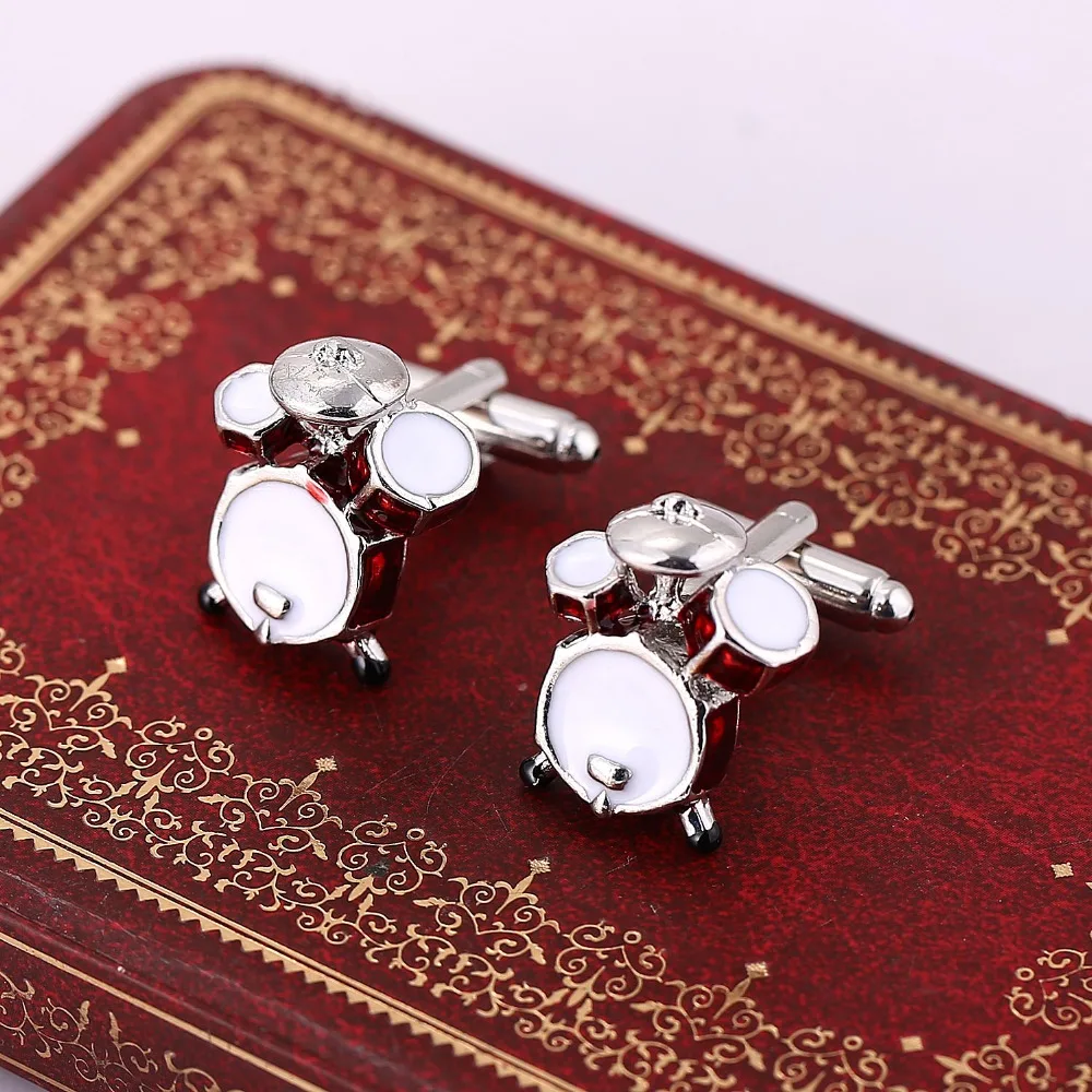 New Musical Instrument Drum Cufflink Cuff Link Men Women Metal Creative