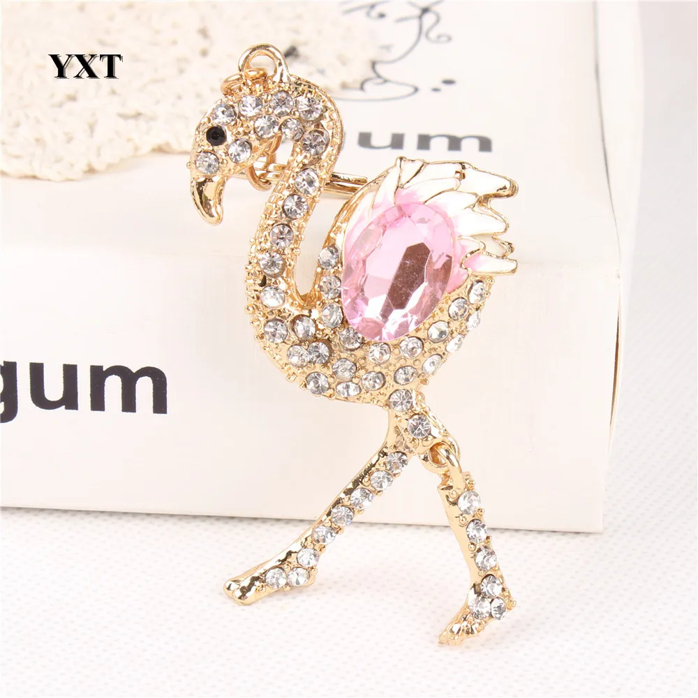 

Ostrich Bird Fast LegFlamingo Lovely Crystal Charm Pendant Purse Handbag Car Key Keyring Keychain Party Wedding Creative Gift