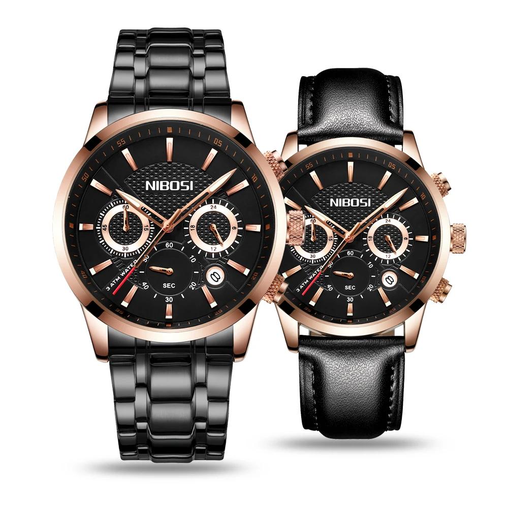 

NIBOSI Set Luxury Brand Moon Phase Watches Men Waterproof Chronograph Military Sports Quartz Watch Male Clock Relogio Masculino