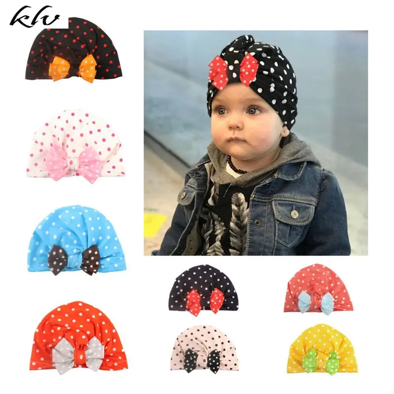 

New Fashion Trend Baby Hat Kids Dot Bow Dome Cap Children Headgear Photography Props Headdress