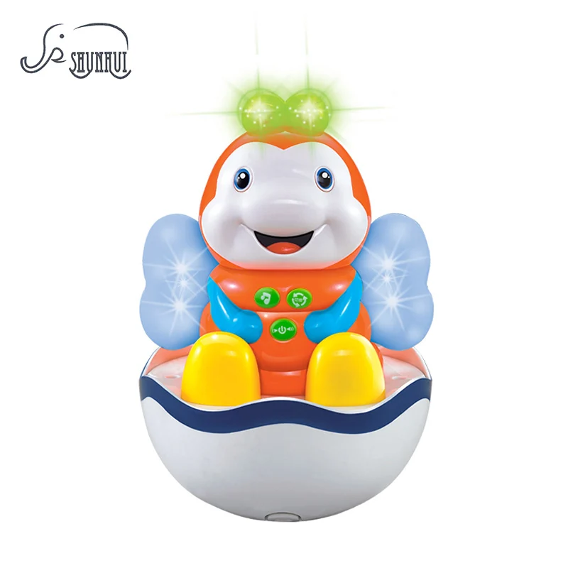 

Baby Rattle Tumbler Nodding Mobile Doll Toys Brinquedos Musical Roly-poly Light Cartoon Bee Toy Christening Gift for Children