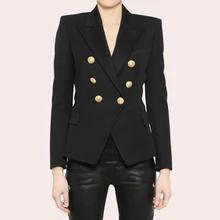 Отличное качество стильный классический дизайнерский блейзер для женщин двубортный блейзер с металлическими пуговицами льва размера плюс S-3XL