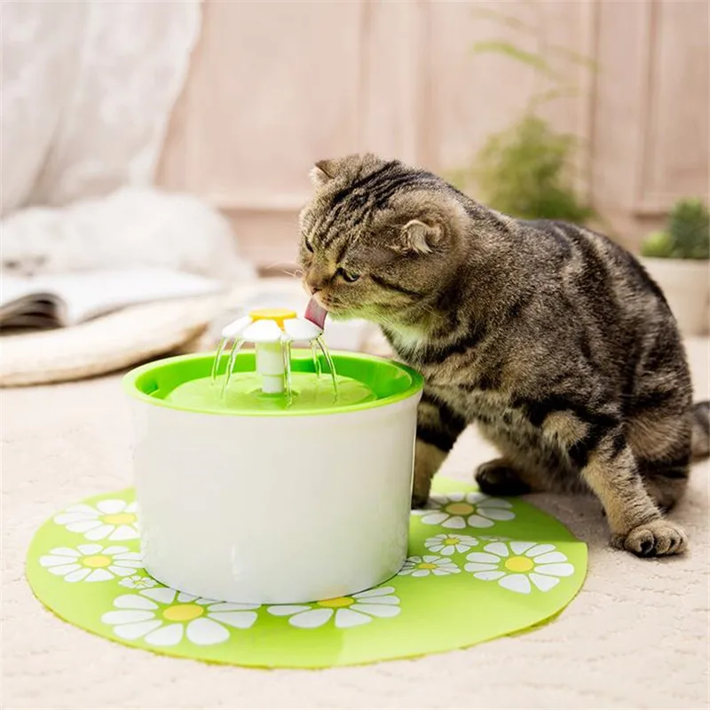 Buy 110V240V Electric Flower Pet Cat Fountain 1.6L Automatic Dog Cat Water