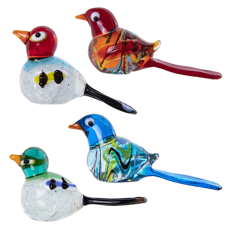 

H&D Set of 4,Colorful Glass Bird Paperweight Art Glass Blown Animal Figurine Home Desk Decor Creative Gifts for Birthday Xmas